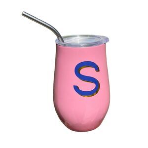 NWT Opalhouse Pink "S" Monogramed Wine Glass Tumbler